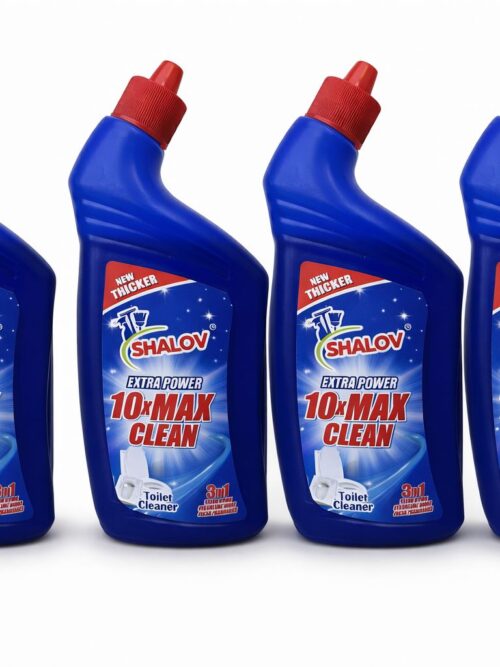 SHALOV Extra Power 10xMAX Clean Toilet Cleaner, Blue, 3 in 1 Formula, (4 Pack)
