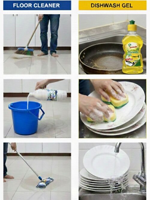 Floor Cleaner 1L and Dishwash Gel 250mL Combo Pack, Household