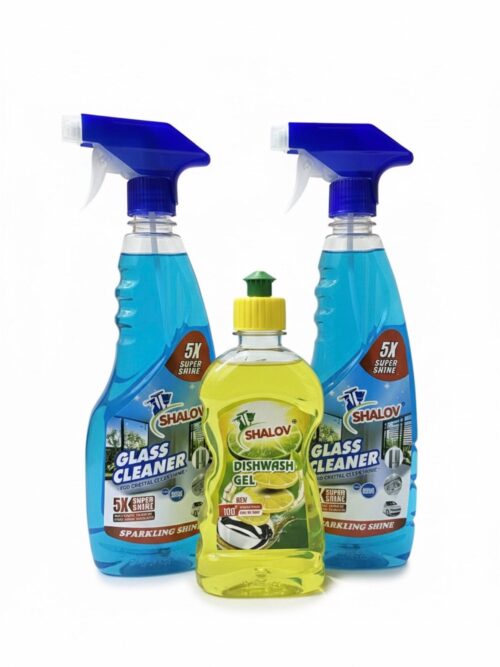 Glass Cleaner 500ml ( 2pack ) Dish wash 250ml ( pack 1 )