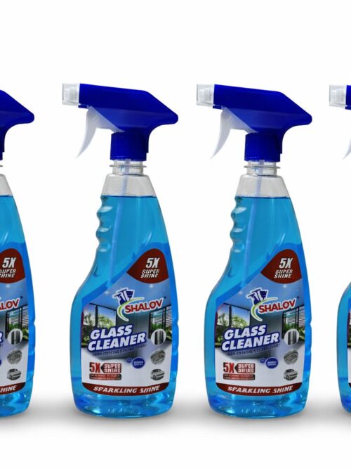 SHALOV Glass Cleaner Spray – 5X Shine, Blue (Pack of 4)